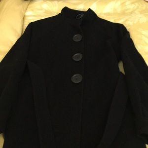 Black, wool, button down jacket